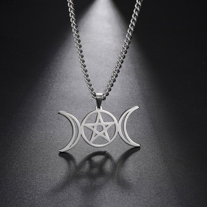 Ethereally Wicked Jewelry Silver / 45 cm Triple Moon Goddess Necklace