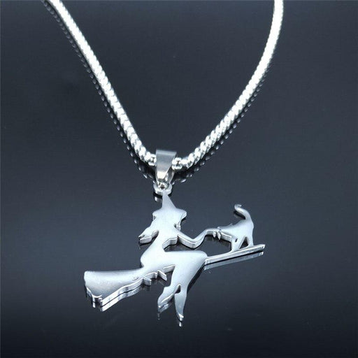 Ethereally Wicked Jewelry Stainless Steel Witch Broom & Cat